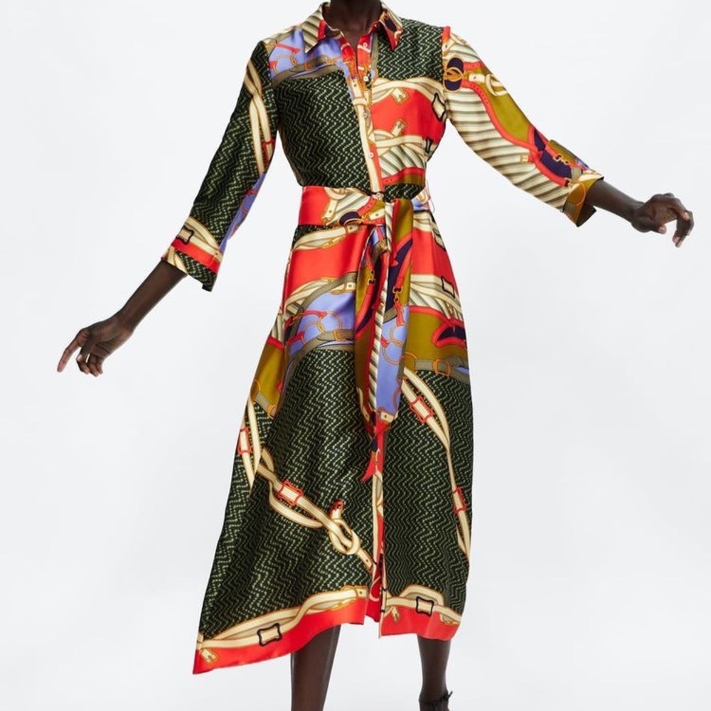 ✨ZARA Blogger Favorite scarf Print Dress✨